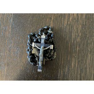 Vintage Catholic Genuine Cocoa Wood Rosary  Crucifix Italy